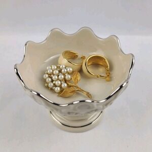 Lenox Candy Dish / Nut Bowl Platinum Rim - Fleur de Lis Collection, Trinket Dish